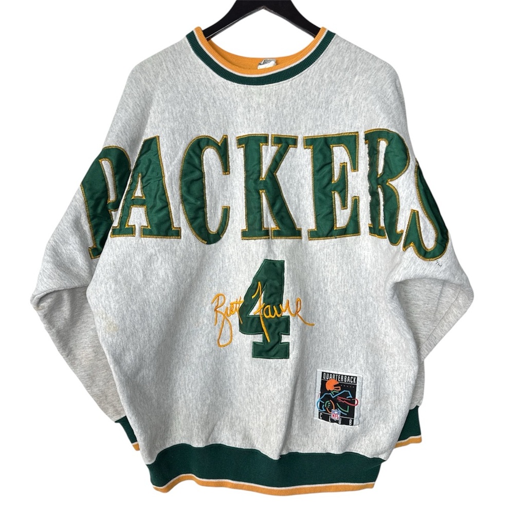 Vintage 90s Green Bay Packers NFL Legends Favre Spell Out Crewneck Sweatshirt XL